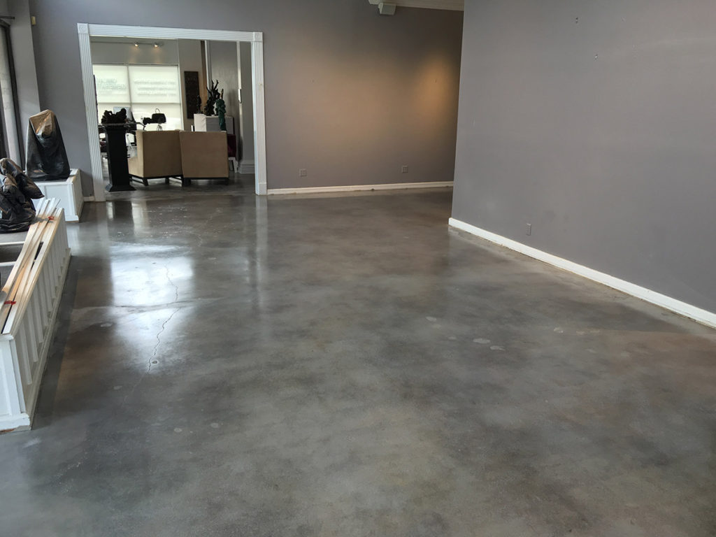High gloss polished concrete floors in commercial space
