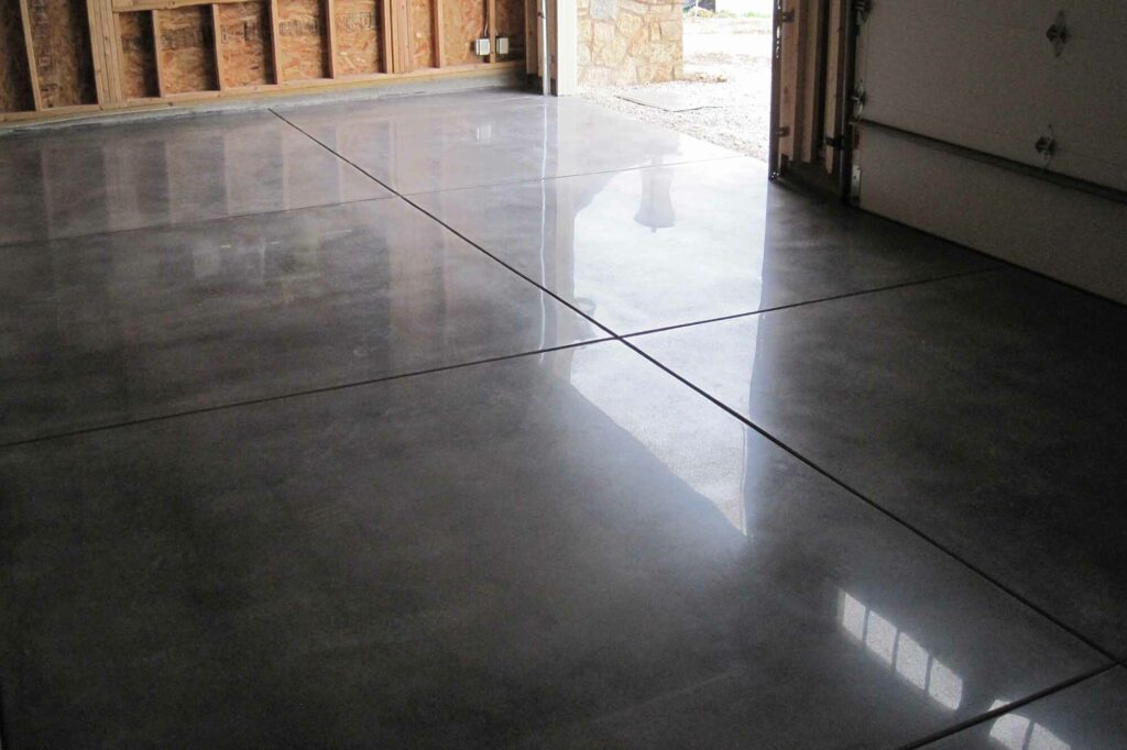 Polished concrete floors in modern residential interior
